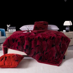 Evelyn Living - Coperta in finta pelliccia di visone, morbida, calda, pile, per letto matrimoniale, King, divano letto, Coffee, Doppio