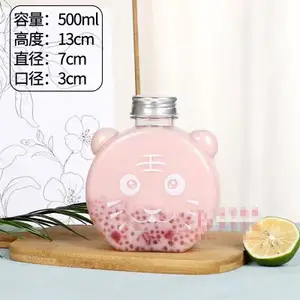 Dễ Thương 400Ml 500Ml Phim Hoạt Hình Chai Nước Trái Cây Nhựa Phim Hoạt Hình Hình Chai Cho Trà Sữa