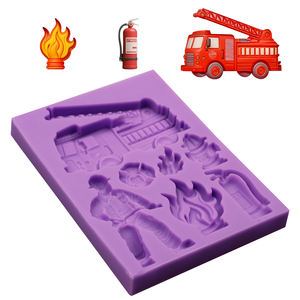 Molde de Silicona para Fondant de Bombero, Ecológico, de 2 Piezas, Rectangular, para Decoración de Pasteles, Cupcakes y Postres - Product Image 1