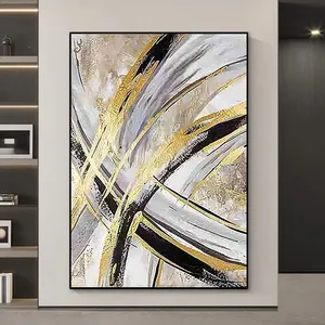 Modern Wall Art Decorative 100% Hand Painted Golden Oil Painting On Canvas Handmade Abstract Acrylic Painting For Home Decor