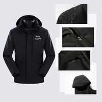 Blouson Softshell décontracté d'automne unisexe Veste à capuche déperlante coupe-vent doublée de polaire Fermeture à glissière pour la randonnée en plein air