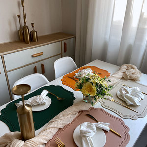 Nordic Creative Leather Eco-Friendly Home Dining <b>Mat</b> Modern Waterproof Hotel Western Table <b>Mat</b> Thermal Insulation Non-slip <b>Mat</b> - Product Image 2