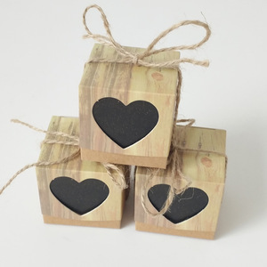 Décorations de mariage fête faveurs grain de bois creux en forme de coeur papier kraft boîte à bonbons Bonbonnière coffrets cadeaux nuptiale baby shower - Product Image 3
