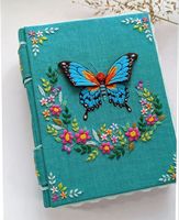 Carnet de Thanksgiving en tissu vierge, léger, réglable, avec broderie papillon à la main et design moderne lumineux