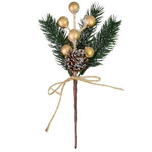 Adornos Navideños Luo Tide, Ramas de Pino Simuladas con Bayas y Agujas de Pino, Decoración Navideña de Estilo Europeo, Hechos a Mano, 6 Piezas - Product Image 5