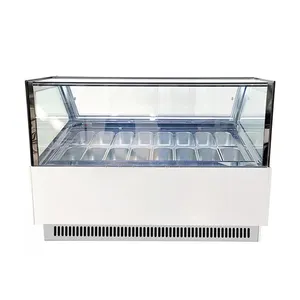 Özelleştirilmiş farklı boyut tezgah görünür cam ekran sert dondurma dondurucu ile gıda sınıfı tavalar