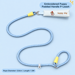 Laisse de promenade pour chiot brodée mignonne avec poignée rembourrée en tissu écossais et corde d'escalade tressée anti-évasion pour animaux de compagnie - Product Image 3
