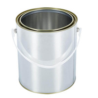 Bidons de peinture ronds transparents en fer blanc de 1 gallon (4 L) vides avec poignée en métal/plastique pour produits chimiques et aérosols