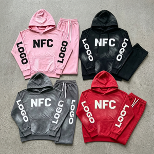 เสื้อฮู้ดดี้ผู้ชายสไตล์ Y2K แบรนด์ NFC Hell Logo Star  ผ้ากำมะหยี่บุซับใน ปักลายคุณภาพสูง 100% ผ้าฝ้าย  แบบสั่งทำพิเศษ - Product Image 3