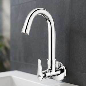 Robinet mural en alliage de zinc finition chromée, corps long, pour lavabo, eau froide, robinet de machine à laver durable - Product Image 2
