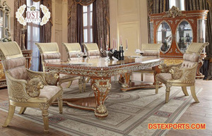 Elegant White European Style Dining <b>Table</b> Set Classical Antique White Handmade Dining <b>Table</b> Royal French Style Dining Furniture - Product Image 5