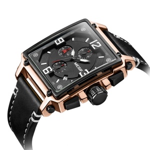 Reloj de Pulsera MEGIR 2061 de las 10 Mejores Marcas, Reloj de Cuarzo para Hombre con Correa de Cuero, Cronógrafo Cuadrado, Resistente al Agua, Reloj Deportivo - Product Image 2