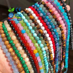 卸売 高品質 4/6/8/10/12mm 天然丸玉ビーズ ジュエリー ブレスレット ネックレス製作用 - Product Image 1