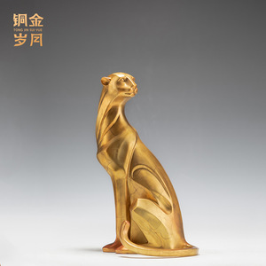 Sculpture de famille de léopards en cuivre et or, figurine d'animal en bronze faite à la main, décoration artistique pour la maison, ornement de salon - Product Image 5