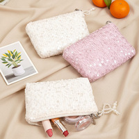 Porte-monnaie multifonctionnel personnalisé avec logo, fermeture éclair, petite capacité, pour filles, sac à paillettes portable