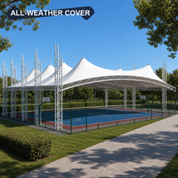 Structure de toit en membrane pour terrain de basketball, avec pignon multi-cones et treillis en acier, imperméable, résistante aux UV, translucide, taille personnalisée