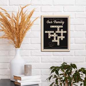 Signe en bois personnalisé de style Art Déco avec le nom de la famille, <span class=keywords><strong>Scrabble</strong></span>, décoration de la maison avec le nom de famille, cadeau unique pour les grands-parents, cadeau d'anniversaire, bar - Product Image 5