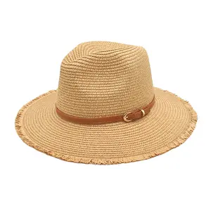 Women Large Sun Visor Beach Cap Floppy Fedora Panama Hat Wide Brim Oversized Straw Hats
