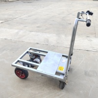 Carretilla Eléctrica de Cuatro Ruedas para Almacén CE, Carro Plano Eléctrico de Empuje Manual, Carretilla Eléctrica de Plataforma para Transporte