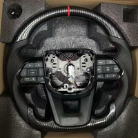 HXHY Upgrade Kulit Alcantara Serat Karbon LED untuk Setir Toyota Prado Land Cruiser LC300 Kustom Interior Asli