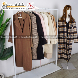 KingAAA Abrigo Largo de Lana Cruzado de Segunda Mano para Mujer, Chaqueta de Tweed Vintage Usada sin Forro, Retro con Botones para Invierno - Product Image 4