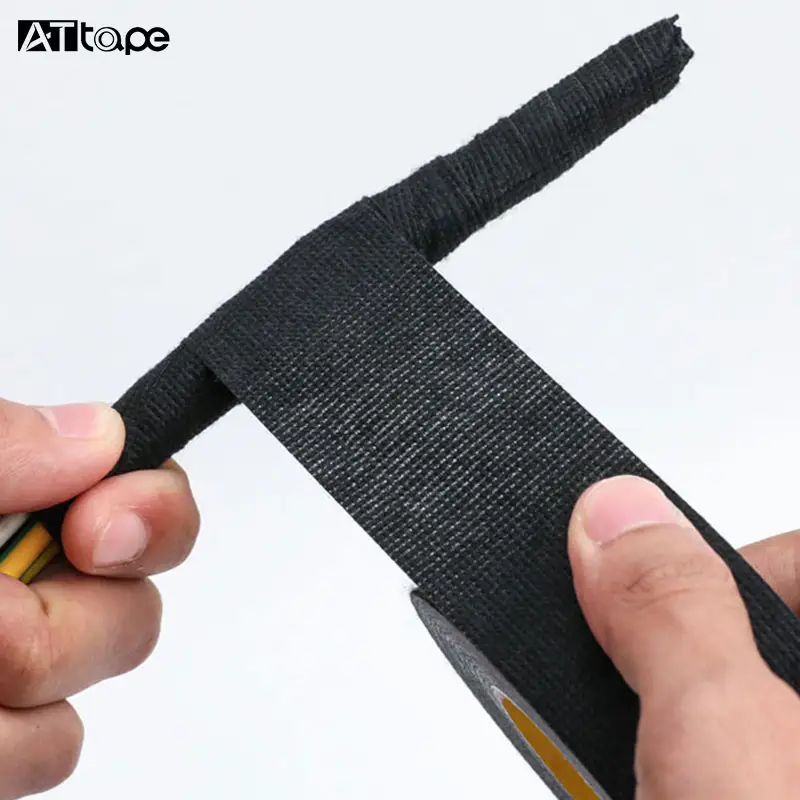 Automotive Black Adhesive Black Wire Cloth Coated Fiber Fleece Fabric Wire Harness Tape
