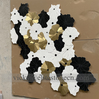 Mosaïque de luxe en marbre blanc Waterjet, mélange de bleu et de coquillages, surface polie, pour décoration murale/sol intérieure