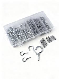 Kit de crochets à vis en acier au carbone zingué pour œillets, chevilles murales en métal et plastique durables, attaches à expansion - Product Image 3