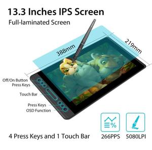 <span class=keywords><strong>Huion</strong></span> — écran tactile lcd numérique kamvas pro 13, pour dessin, avec stylet et interface type-c, <span class=keywords><strong>tablette</strong></span> - Product Image 3