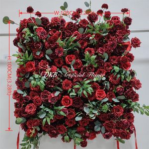 Custom New burgundy flower wall 8x8ft 5d Excellent Artificial red <b>Rose</b> Flower Wall Backdrop for Wedding Birthday Decoration - Product Image 2