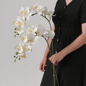 Bouquet d'orchidées Phalaenopsis Dream Castle, 9 têtes, fleurs en soie pour la décoration de la maison et des mariages - Product Image 1