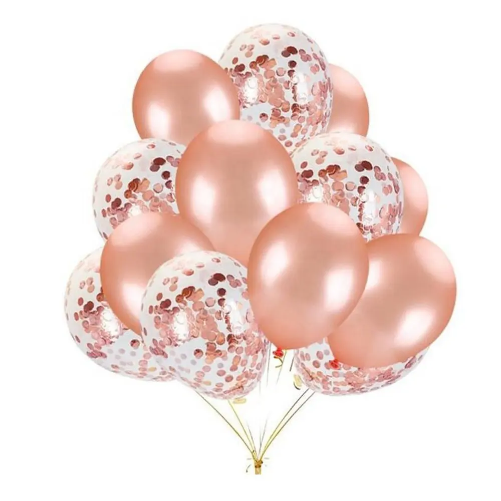 Ballons transparents en Latex à hélium Rose et or, 5 pièces, Ballons confettis pour fête, en chine