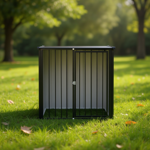 Caseta Grande para Perros, de Acero Galvanizado Negro, Refugio para Mascotas de Exterior, Diseño Rectangular Resistente, para Uso en Todas las Estaciones - Product Image 2