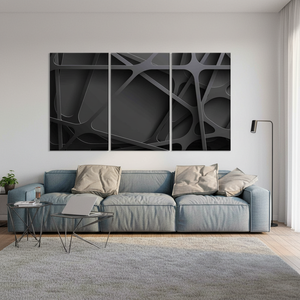 Modern <b>Abstract</b> Black <b>Printed</b> <b>Canvas</b>: Sleek Wall Art,SET OF 3 <b>CANVAS</b> - Product Image 3