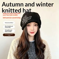 Chapeau ample à cordon de serrage avec revers papillon, à rabats d'oreilles boutonnés, chaud, amincissant le visage, polyvalent, pour femme, idéal pour l'automne/hiver