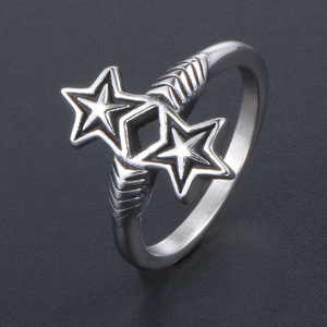 Anillo de Estrella con Diseño de Doble Estrella, Joyería de Moda Unisex, Regalo SA955 - Product Image 2