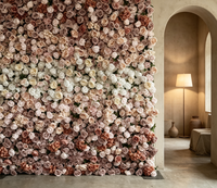 Mur floral coloré en fleurs roulées, fait main, pour décoration de mariage, événement ou fête