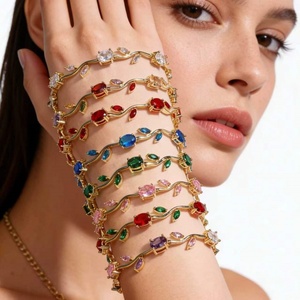 HS134 2026 Bracelet de luxe micro-pavé CZ Tulipe, style feuilles, tendance Ins, vente en gros pour femmes - Product Image 2