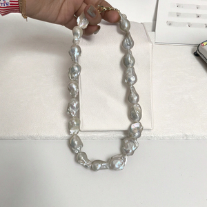 Bán Buôn 15*20Mm Kích Thước Lớn Nucleated Flameball Fireball Baroque Trắng Ngọc Trai Nước Ngọt Hạt Chuỗi Sợi - Product Image 5