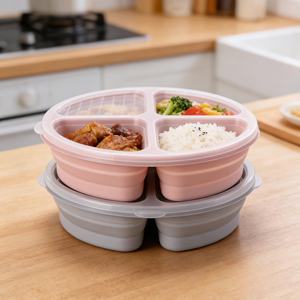 Lonchera Portátil Plegable de Silicona Libre de BPA, Contenedor Plegable con Función de Conservación para Almacenamiento de Alimentos para Niños - Product Image 3