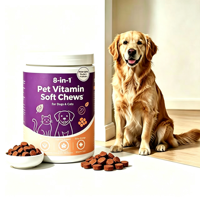 Compléments multivitaminés personnalisés 8-en-1 sous forme de friandises molles pour chiens, soutien de la peau, du pelage, de l'intestin et du cœur, 120 comprimés, marque privée OEM