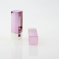 Nouveau design de luxe tendance, tube à lèvres vide en ABS transparent d'un côté, avec capuchon à vis, étui rose semi-transparent