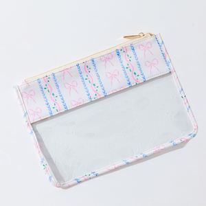 Custom Clear PVC Cosmetic Bag <b>Bow</b> Print Eco-Friendly Summer Makeup Organizer Portable Reusable Water Resistant Lightweight - Product Image 4