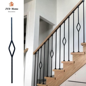 Lucky JYD — aiguilles d'escaliers <span class=keywords><strong>en</strong></span> <span class=keywords><strong>fer</strong></span> <span class=keywords><strong>forgé</strong></span> à Double cercles de 1/2 ", robinetterie ajourée carrée <span class=keywords><strong>en</strong></span> Satin noir <span class=keywords><strong>en</strong></span> métal pour décoration d'escalier d'intérieur - Product Image 3
