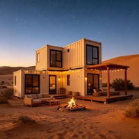 Villa préfabriquée en conteneurs sur deux étages, moderne, modulaire, portable, pour le glamping dans le désert, les resorts et les hôtels