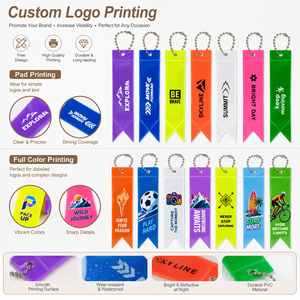 Reflective <b>PVC</b> Safety Keychain Long <b>Strip</b> Custom Logo Night Traffic Warning Key Tag Promotional Items for School Event - Product Image 2