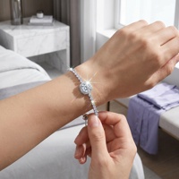 Bracelet perlé en moissanite Camikala couleur D VVS1, argent sterling 925, serti clos, taille carrée, certifié GRA, bijoux pour femme, 5g