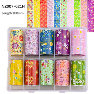 10 Rollos/Caja de Adhesivos Decorativos para Uñas Estilo Japonés, Juego de Adhesivos de Transferencia con Diseño de Cielo, 100x4cm, Lámina Dorada y Plateada para Uñas - Product Image 5