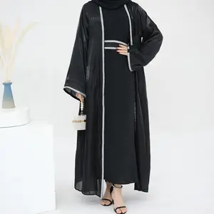 Hot Model Viscose Rayon Hijab Dress Muslim Women Girls Floral Double Hat Robe Abaya Dubai Prayer Garment Islamic Clothing