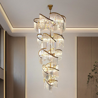 Long lustre moderne en cristal Pendentif personnalisé Lumière Loft Appartement Villa Escalier Salle à manger Projet d'éclairage